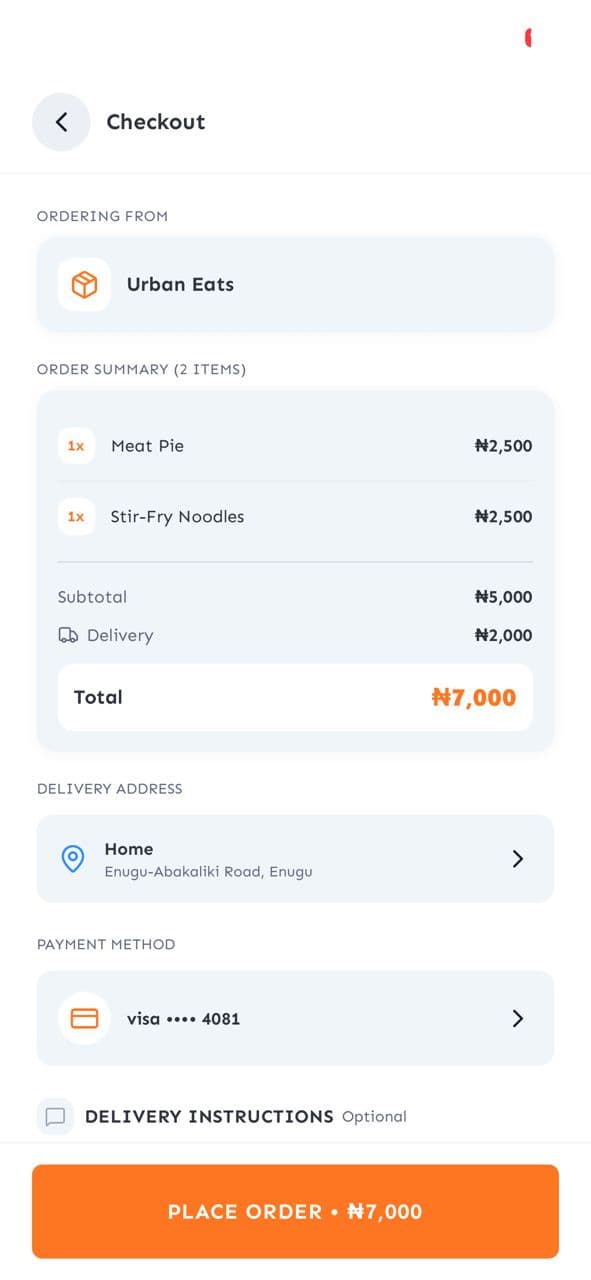 Order Tracking Screen